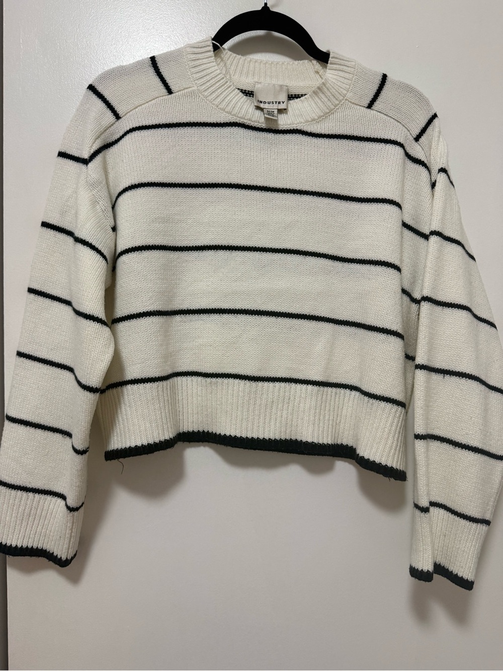 Nordstrom White Crewneck Sweater with Black Stripes